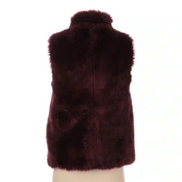 J. Crew | Women's Faux Fur Vest Vivid Burgundy Red Wine Full Zipper Size XXS - Picture 4 of 8